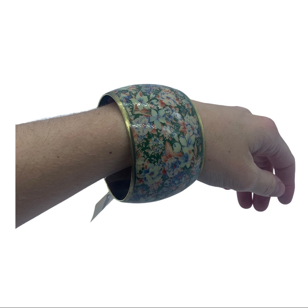 Wide Cuff Bangle‎ Bracelet Floral Romantic Bohemian Bloomcore Elevated Basics
